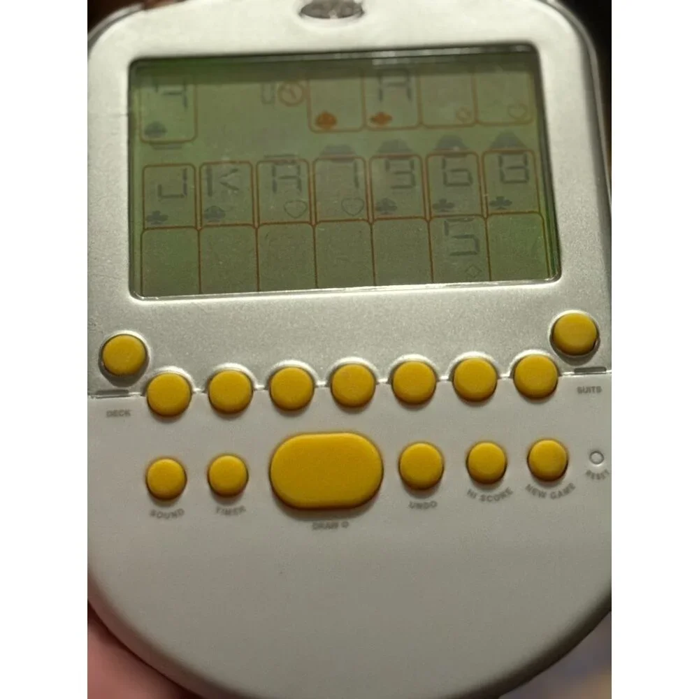 Radica Big Screen Solitaire Backlit Handheld Game Yellow 2008 Tested
